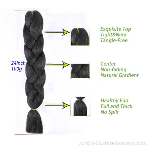 Jumbo Braiding Hair Extensions Braiding Hair 24 Inch Ombre Multiple Tone Colored Synthetic Hair for Women